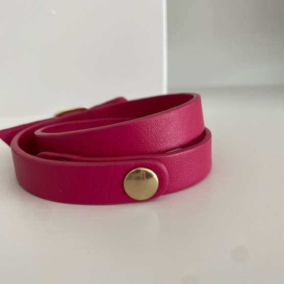 Salvatore Ferragamo Barbie pink leather double wrap bow bracelet - Picture 9 of 9